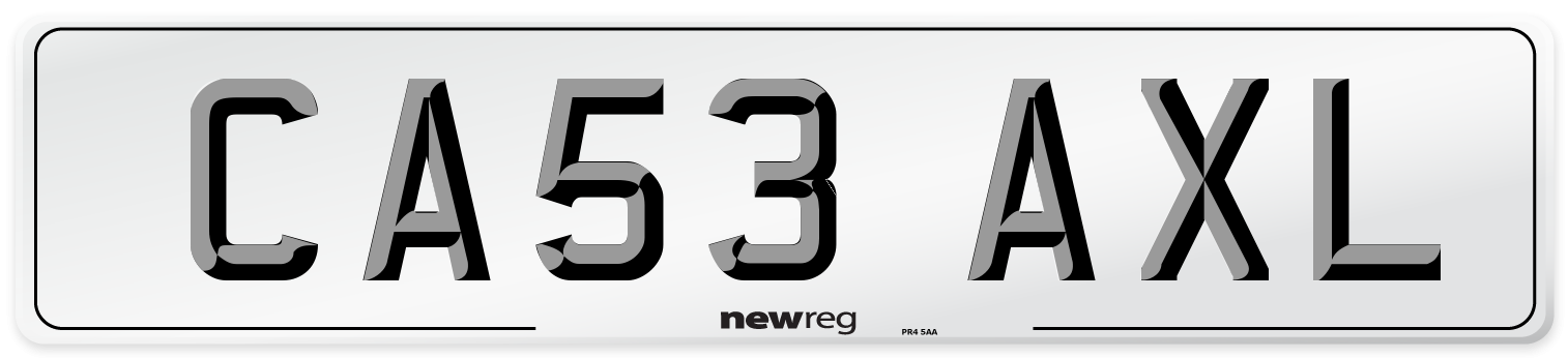 CA53 AXL Number Plate from New Reg